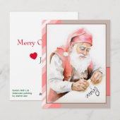 Kerstman Watercolor Platte Feestdag Kaart (Voorkant / Achterkant)