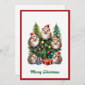 Kerstman Waterverf Grappig Schattig Dier Kerstkaar Feestdagenkaart (Voorkant / Achterkant)