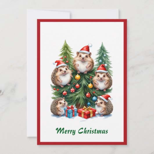 Kerstman waterverf grappig schattig dier vakantieg feestdagenkaart (Voorkant)