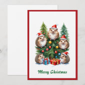 Kerstman waterverf grappig schattig dier vakantieg feestdagenkaart (Voorkant / Achterkant)