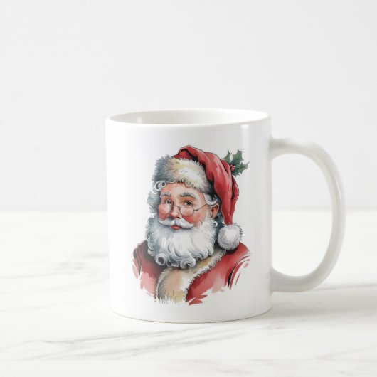 Kerstman Waterverf Koffiemok (Rechts)