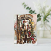 Kerstman Waterverf met hond Feestdagenkaart (Staand voorkant)