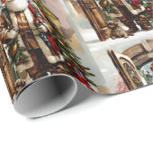 Kerstman Waterverf met puppy Cadeaupapier (Rol Hoek)