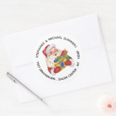 Kerstman waterverf ronde retouradres sticker (Envelop)