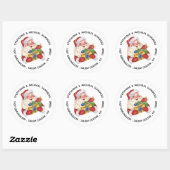 Kerstman waterverf ronde retouradres sticker (Vel)