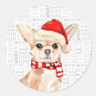 Kerstman Waterverf Santa Ronde Sticker