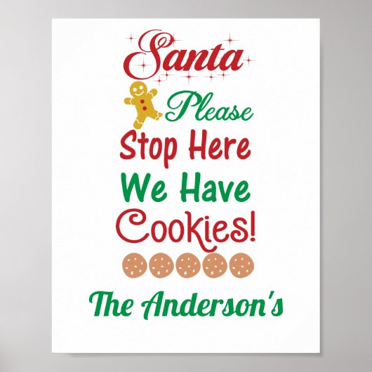 Kerstman We Hebben Koekjes Rood Groen  Poster (Voorkant)