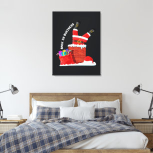 Kerstman weer in de running — Grappige Kerstschoor Canvas Afdruk