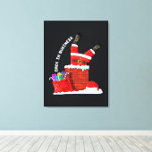 Kerstman weer in de running — Grappige Kerstschoor Canvas Afdruk (Insitu (Houten vloer))