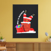 Kerstman weer in de running — Grappige Kerstschoor Canvas Afdruk (Insitu (Woonkamer))