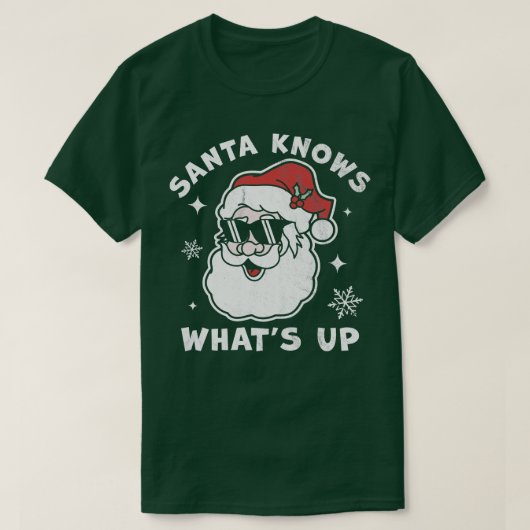 Kerstman weet wat er gebeurt grappige Kerstman X T-shirt (Design voorkant)