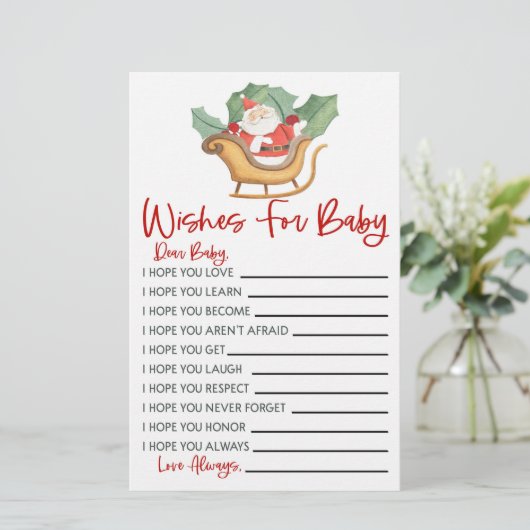 Kerstman wensen voor Baby shower activiteit Briefpapier (Staand voorkant)