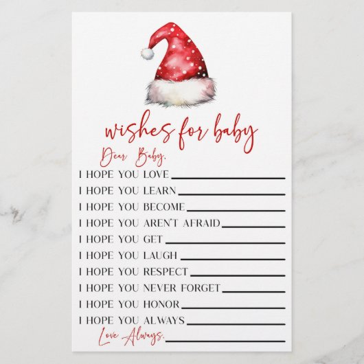 Kerstman wensen voor Baby shower activiteit Briefpapier (Voorkant)
