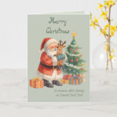 Kerstman Wensen & whimsische Kerstkaart Kaart (Gele Bloem)