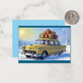 Kerstman Wenskaart Oldtimer Notitiekaartje (Voorkant / Achterkant in situ)