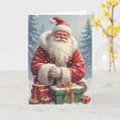 Kerstman Wenskaart Vouwkaart Kaart (Gele Bloem)