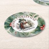 Kerstman wenst papier Bord Ronde Kartonnen Onderzetter (Gebogen)