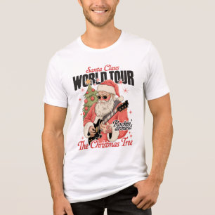 Kerstman Wereldtour Koele Kerst Muziek Gitaar Tri-Blend Shirt
