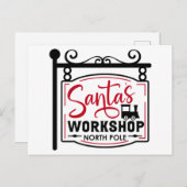 Kerstman Werkplaats Bord Vakantie Ansichtkaart Feestdagenkaart (Voorkant / Achterkant)
