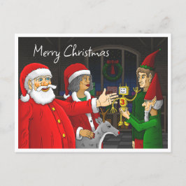 Kerstman Werkplaats Kerstkaart Feestdagenkaart