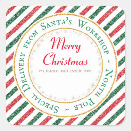 Kerstman Werkplaats, Noordpool - Gelieve te levere Vierkante Sticker