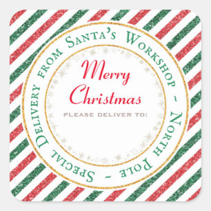 Kerstman Werkplaats, Noordpool - Gelieve te levere Vierkante Sticker