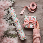 Kerstman Werkplaats Noordpool Roze Dorp Cadeaupapier