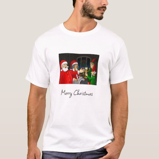Kerstman werkplaats T-shirt (Voorkant)
