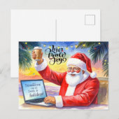 Kerstman werkt op de winkelvloer tijdens de kerstv feestdagenkaart (Voorkant / Achterkant)