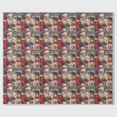 Kerstman West Highland White Terrier Kerstmis Cadeaupapier (Vlak)