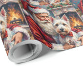 Kerstman West Highland White Terrier Kerstmis Cadeaupapier (Rol Hoek)