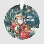 Kerstman Western Cowboy Kerstmis Ornament (voorkant)