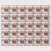 Kerstman Western te paard Cadeaupapier (Vlak)