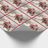 Kerstman Western te paard Cadeaupapier (Hoek)