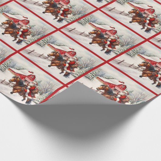 Kerstman Western te paard Cadeaupapier (Hoek)