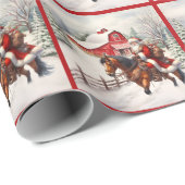 Kerstman Western te paard Cadeaupapier (Rol Hoek)