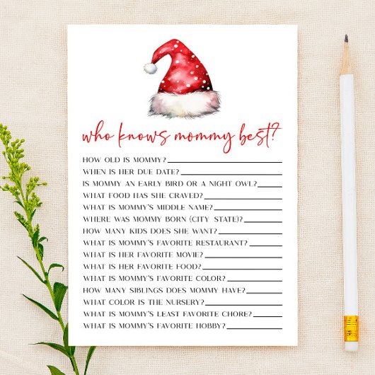 Kerstman Wie kent mama Baby shower spel Briefpapier