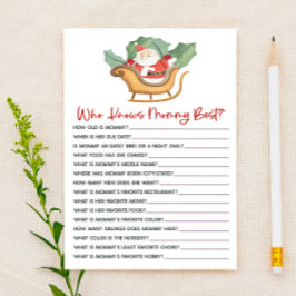 Kerstman Wie kent mama Baby shower spel Briefpapier