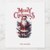 kerstman wijn etiket (Enkel label)