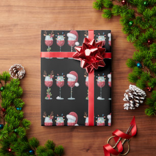 Kerstman wijn glas vakantie drank cadeaupapier