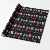 Kerstman wijn glas vakantie drank cadeaupapier (Uitgerold)
