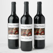 Kerstman wijnfles label wijn etiket (Flessen)