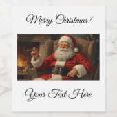 Kerstman wijnfles label wijn etiket (Enkel label)