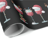 Kerstman wijnglas vakantieseizoen Drink Cadeaupapier (Rol Hoek)