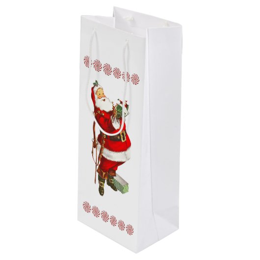  kerstman Wine Gift Bag Wijn Cadeautas (Voorkant Gekanteld)