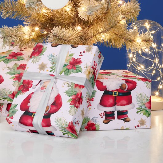 Kerstman Winter bessen Moderne Kerstmis Cadeaupapier (Feestdagen)