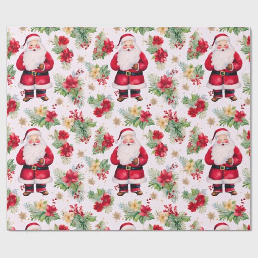 Kerstman Winter bessen Moderne Kerstmis Cadeaupapier (Vlak)