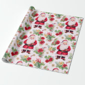 Kerstman Winter bessen Moderne Kerstmis Cadeaupapier (Uitgerold)