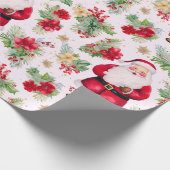 Kerstman Winter bessen Moderne Kerstmis Cadeaupapier (Hoek)