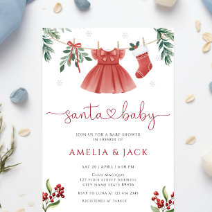Kerstman Winter Kerstvakantie Baby Shower Kaart